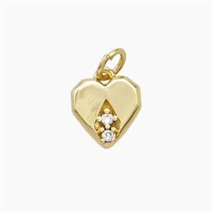 Copper Heart Pendant Pave Zirconia Gold Plated, approx 9mm [FD24400]