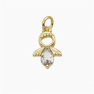 Copper Pendant Pave Zircon, Gold Plated, approx 9-12mm [FD24402]