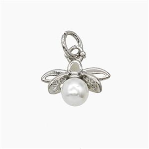 Copper Honeybee Pendant Pave Resin Platinum Plated, approx 10-12mm [FD24403]