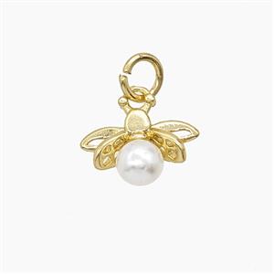 Copper Honeybee Pendant Pave Resin Gold Plated, approx 10-12mm [FD24404]