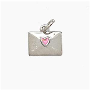 Copper Envelope Pendant Enamel Platinum Plated, approx 8-11mm [FD24405]