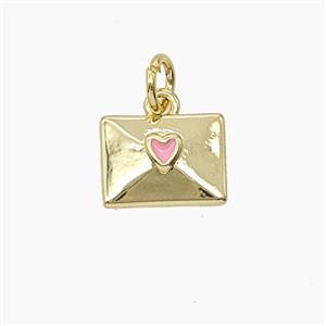 Copper Envelope Pendant Enamel Gold Plated, approx 8-11mm [FD24407]