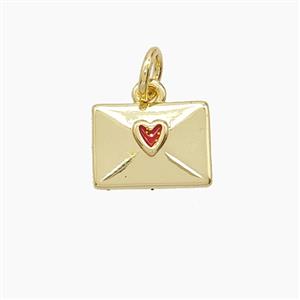 Copper Envelope Pendant Enamel Gold Plated, approx 8-11mm [FD24408]