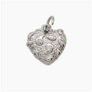 Bohemia Style Copper Heart Pendant Platinum Plated, approx 12mm [FD24409]