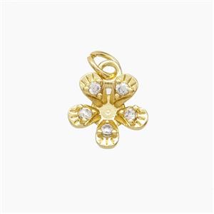 Copper Flower Pendant Pave Zirconia Gold Plated, approx 11mm [FD24412]