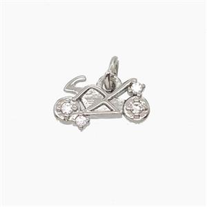 Copper Motorcycle Pendant Pave Zirconia Platinum Plated, approx 6-13mm [FD24413]