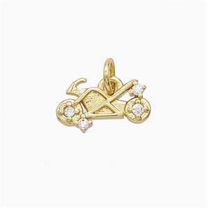 Copper Motorcycle Pendant Pave Zirconia Gold Plated, approx 6-13mm [FD24414]