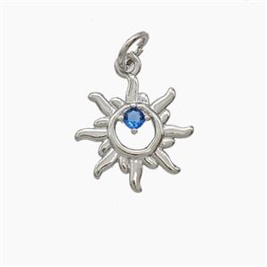 Copper Sun Pendant Pave Zirconia Platinum Plated, approx 13mm [FD24415]