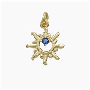 Copper Sun Pendant Pave Zirconia Gold Plated, approx 13mm [FD24416]