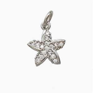 Copper Flower Pendant Pave Zirconia Platinum Plated, approx 10mm [FD24419]