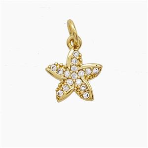 Copper Flower Pendant Pave Zirconia Gold Plated, approx 10mm [FD24420]