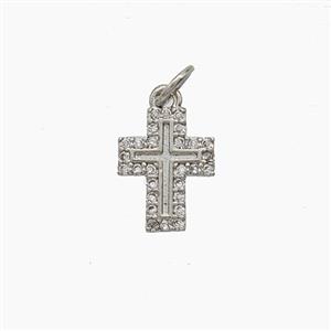 Copper Cross Pendant Pave Zirconia Platinum Plated, approx 9-11.5mm [FD24423]