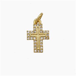 Copper Cross Pendant Pave Zirconia Gold Plated, approx 9-11.5mm [FD24424]