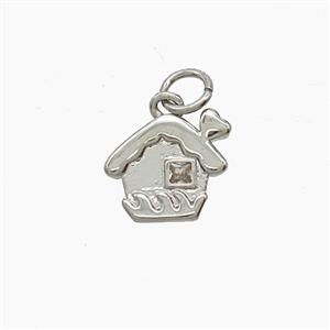 Copper House Pendant Pave Zirconia Platinum Plated, approx 10-11mm [FD24425]