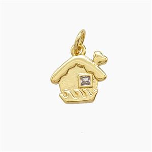 Copper House Pendant Pave Zirconia Gold Plated, approx 10-11mm [FD24426]