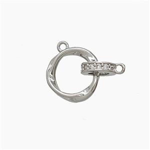 Copper Circle Pendant Pave Zirconia Platinum Plated, approx 7mm, 11mm [FD24427]