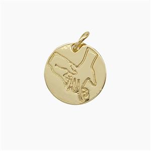 Copper HoldHand Pendant Circle Gold Plated, approx 13mm [FD24436]
