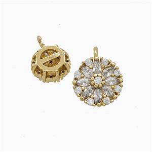 Copper Flower Pendant Pave Zirconia Gold Plated, approx 9mm [FD24440]