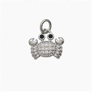 Copper Crab Pendant Pave Zirconia Platinum Plated, approx 8-11.5mm [FD24441]