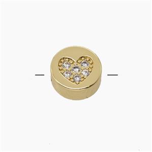 Copper Button Beads Pave Zirconia Heart Gold Plated, approx 11mm [FD24454]