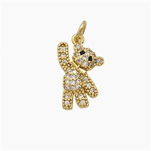 Copper Bear Pendant Pave Zirconia Gold Plated, approx 10-14mm [FD24456]