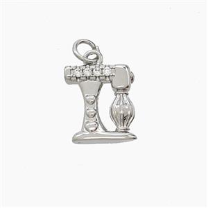 Copper Blender Pendant Pave Zirconia Platinum Plated, approx 12-13mm [FD24457]
