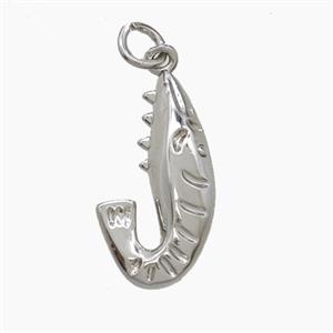 Copper Shrimp Pendant Platinum Plated, approx 12-22mm [FD24461]