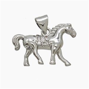 Copper Horse Pendant Pave Zirconia Platinum Plated, approx 13.5-20mm [FD24463]