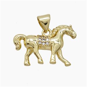 Copper Horse Pendant Pave Zirconia Gold Plated, approx 13.5-20mm [FD24464]