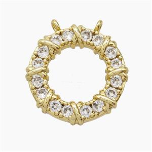 Copper Rings Pendant Pave Zirconia Circle Gold Plated, approx 20mm [FD24476]