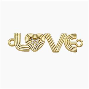 Copper LOVE Connector Pave Zirconia Heart Gold Plated, approx 8-26mm [FD24480]