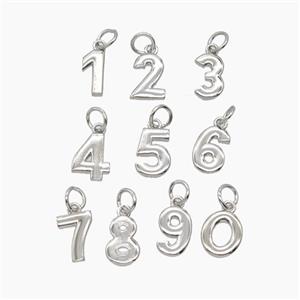 Copper Numbers Pendant Platinum Plated Mixed, approx 4-10mm [FD24481]
