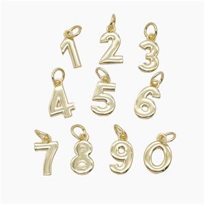 Copper Numbers Pendant Gold Plated Mixed, approx 4-10mm [FD24482]