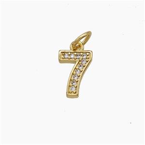 Copper Number-7 Pendant Pave Zirconia Seven Gold Plated, approx 4-10mm [FD24499]