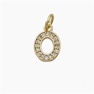 Copper Number-0 Pendant Pave Zirconia Zero Gold Plated, approx 4-10mm [FD24502]