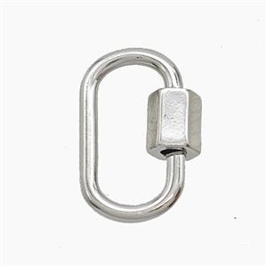 Copper Carabiner Clasp Platinum Plated, approx 12-18mm [FD24503]