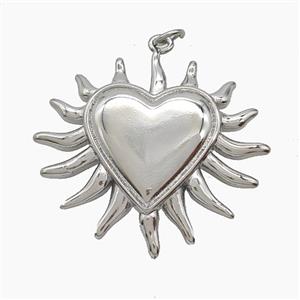 Copper Heart Pendant Platinum Plated, approx 34mm [FD24507]