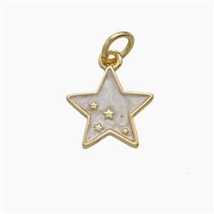 Copper Star Pendant White Enamel Gold Plated, approx 11mm [FD24510]
