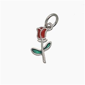 Copper Tulip Pendant Flower Enamel Platinum Plated, approx 6.5-11.5mm [FD24528]