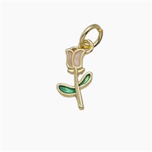 Copper Tulip Pendant Flower Enamel Gold Plated, approx 6.5-11.5mm [FD24529]
