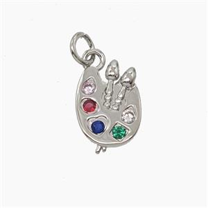 Drawing Board Charms Copper Pendant Pave Zirconia Platinum Plated, approx 9.5-13mm [FD24537]