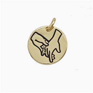 Holding Hands Charms Copper Pendant Enamel Gold Plated, approx 13mm [FD24539]