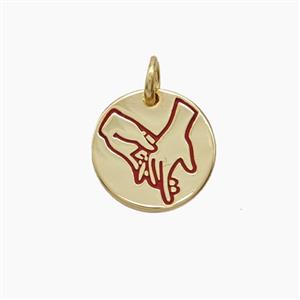 Holding Hands Charms Copper Pendant Enamel Gold Plated, approx 13mm [FD24540]