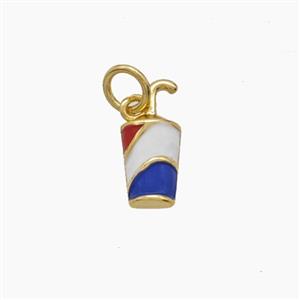 Cup Drink Charms Copper Pendant Enamel Gold Plated, approx 6-13mm [FD24541]