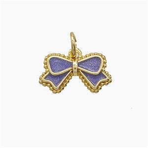 Copper Bowknot Pendant Lavender Enamel Gold Plated, approx 8-14mm [FD24544]