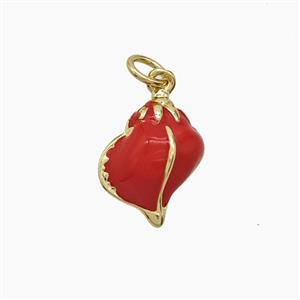 Conch Shell Charms Copper Pendant Red Enamel Gold Plated, approx 11-15mm [FD24555]