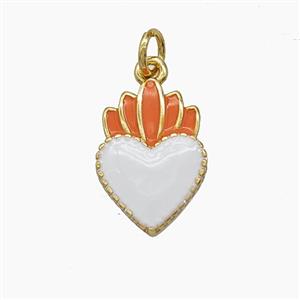 Copper Sacred Heart Pendant Enamel Gold Plated, approx 11-16mm [FD24556]