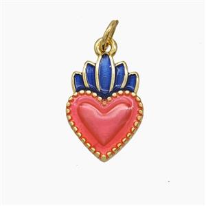 Copper Sacred Heart Pendant Enamel Gold Plated, approx 11-16mm [FD24557]