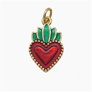 Copper Sacred Heart Pendant Enamel Gold Plated, approx 11-16mm [FD24559]