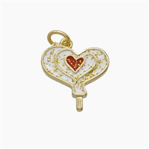Copper Love Heart Pendant White Enamel Gold Plated, approx 14mm [FD24562]